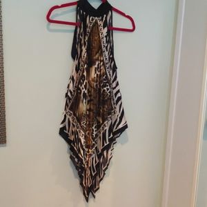 Pleated animal print halter top